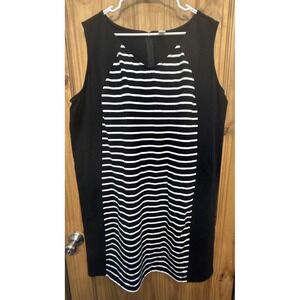 Old Navy Plus 3X Black White Striped Sleeveless Sheath Dress Colorblock